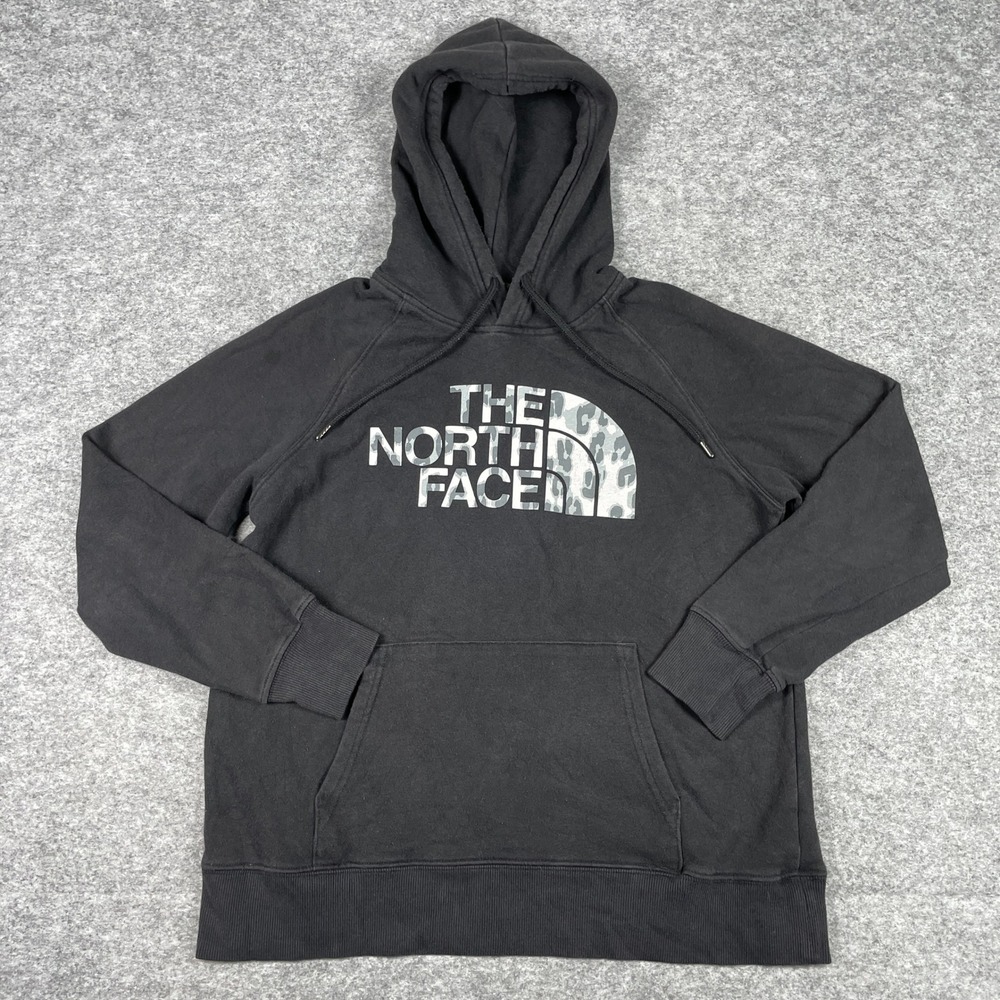 The North Face Hoodie Womens M Black Leopard Print Half Dome NF0A4M4M Pullover